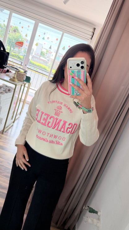 Suéter School Beige/Rosa