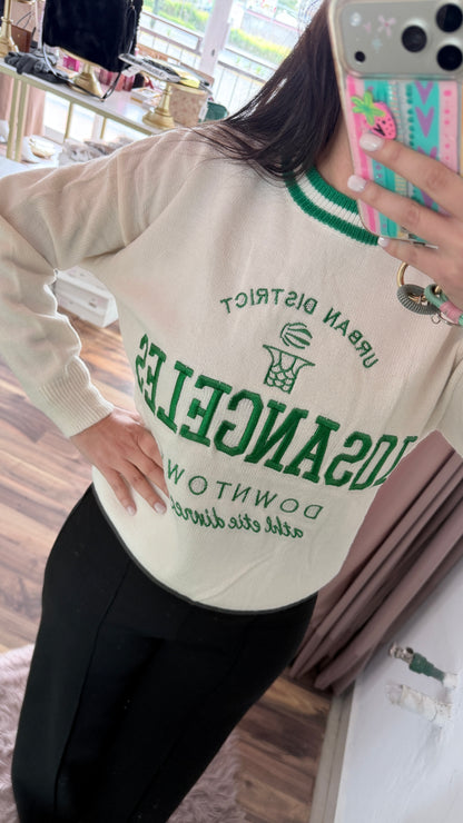 Suéter School Beige/Verde