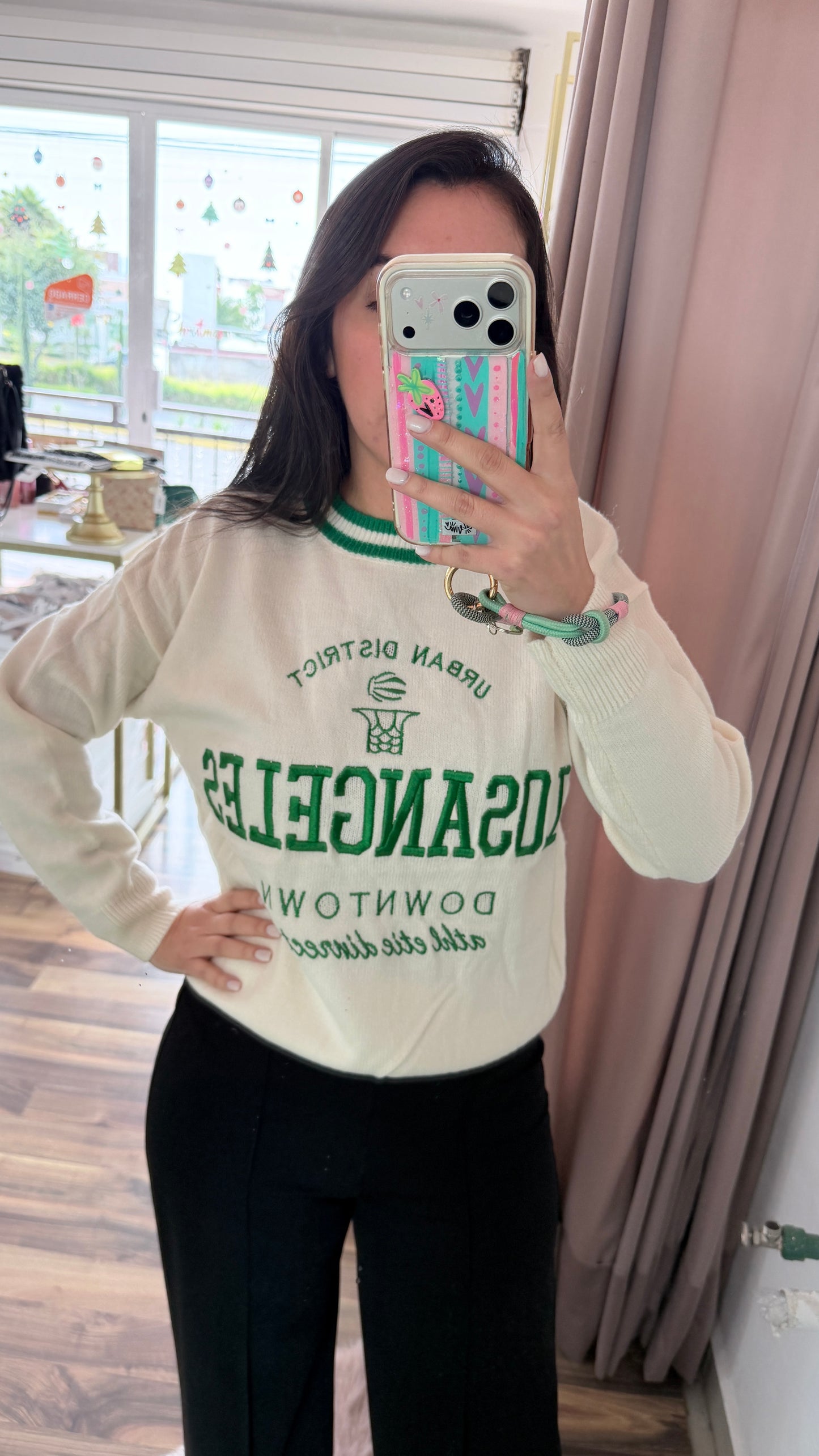 Suéter School Beige/Verde