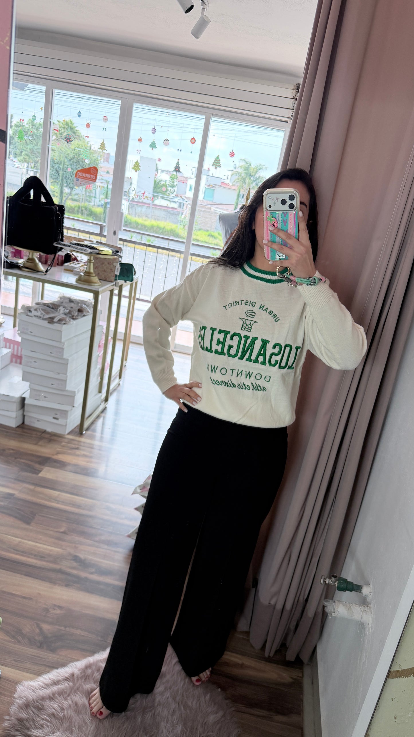 Suéter School Beige/Verde