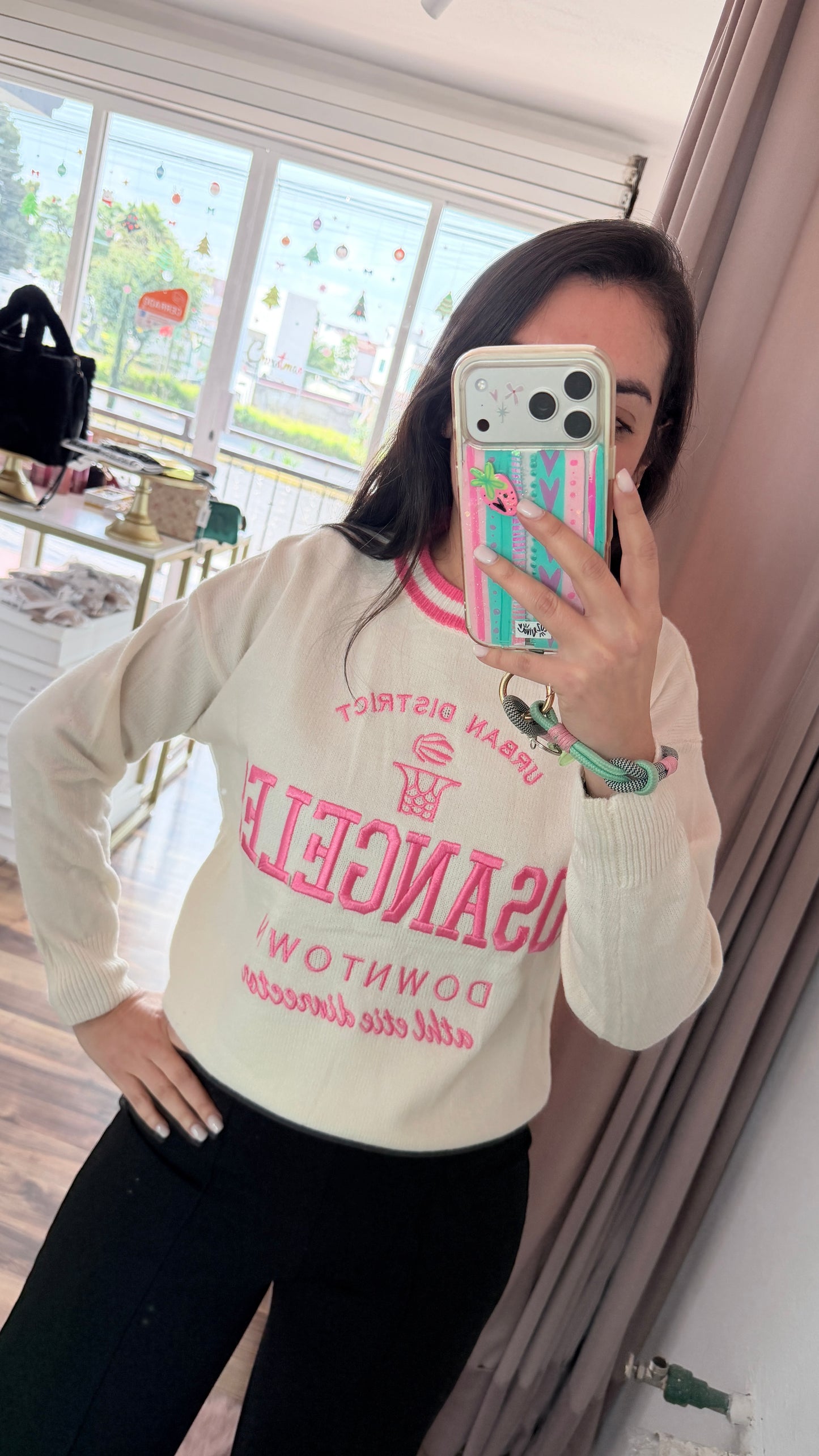 Suéter School Beige/Rosa